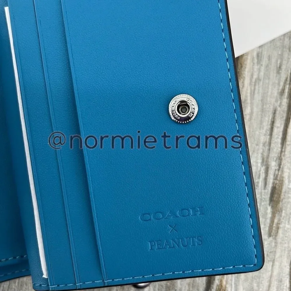 Coach X Peanuts Leather Snap Wallet With Linus Bag Purse - Picture 5 of 13